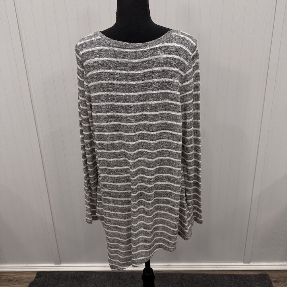 Lane Bryant Dress 14/16 L XL Metallic Shimmer Striped Asymmetric Hem Long Sleeve - Picture 4 of 7